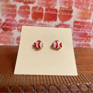 Pink And Red Angel Fish Stud Earrings